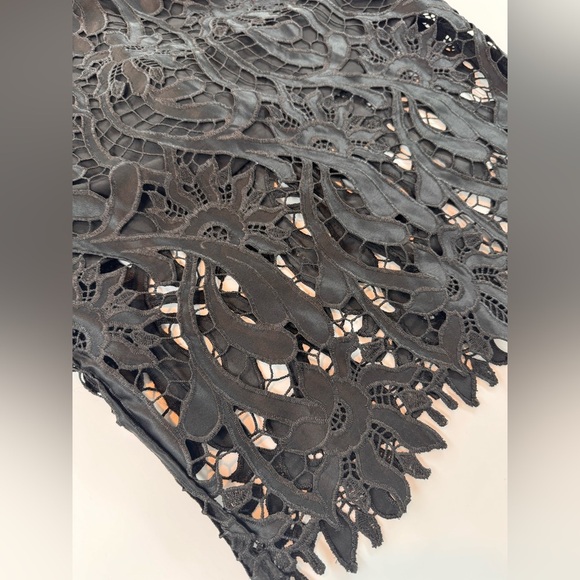 BARDOT Sz6/Sm ISA EMBROIDERED SLEEVELESS LACE STRETCH PENCIL DRESS BLACK - Picture 5 of 9